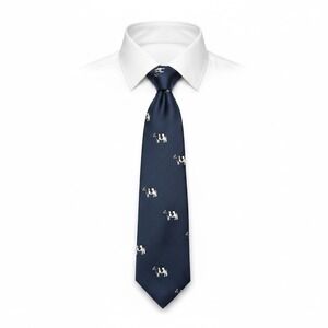 Schreter Mens Navy Holstein Cow Embroidered Novelty Tie Pennsylvania Made USA